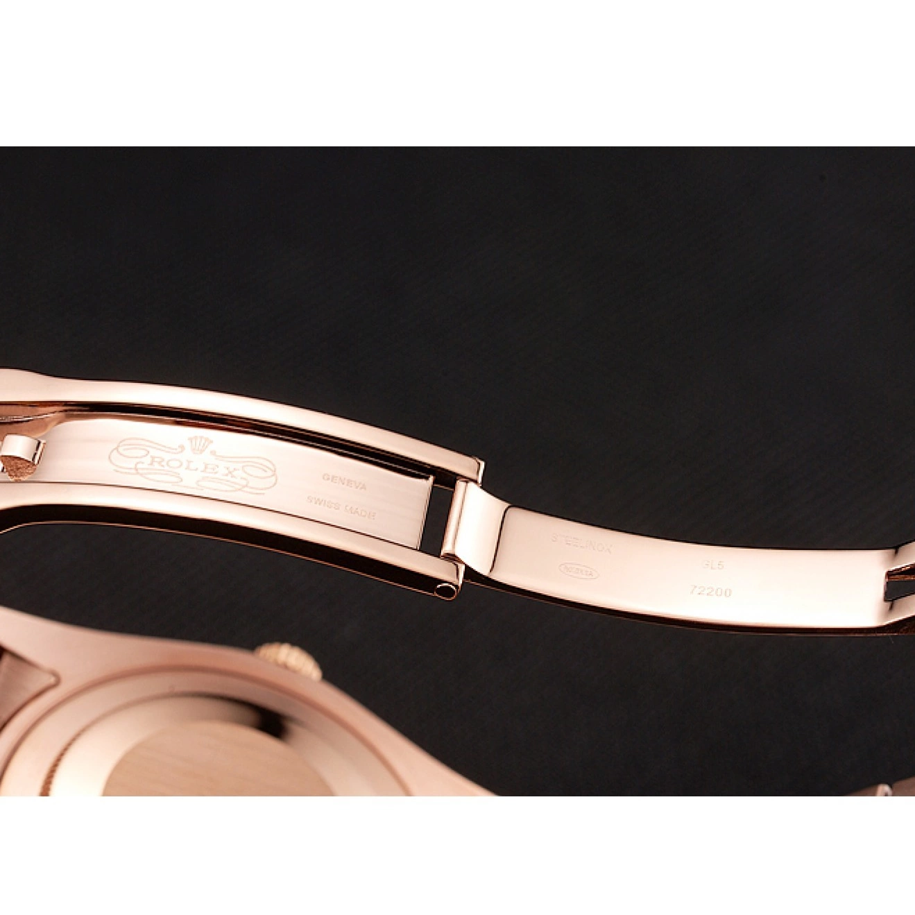 Aaa replica Diamonds Rolex Gold Dial 1454102 Bracelet And Rose Black Day-Date Rubies Swiss 0528